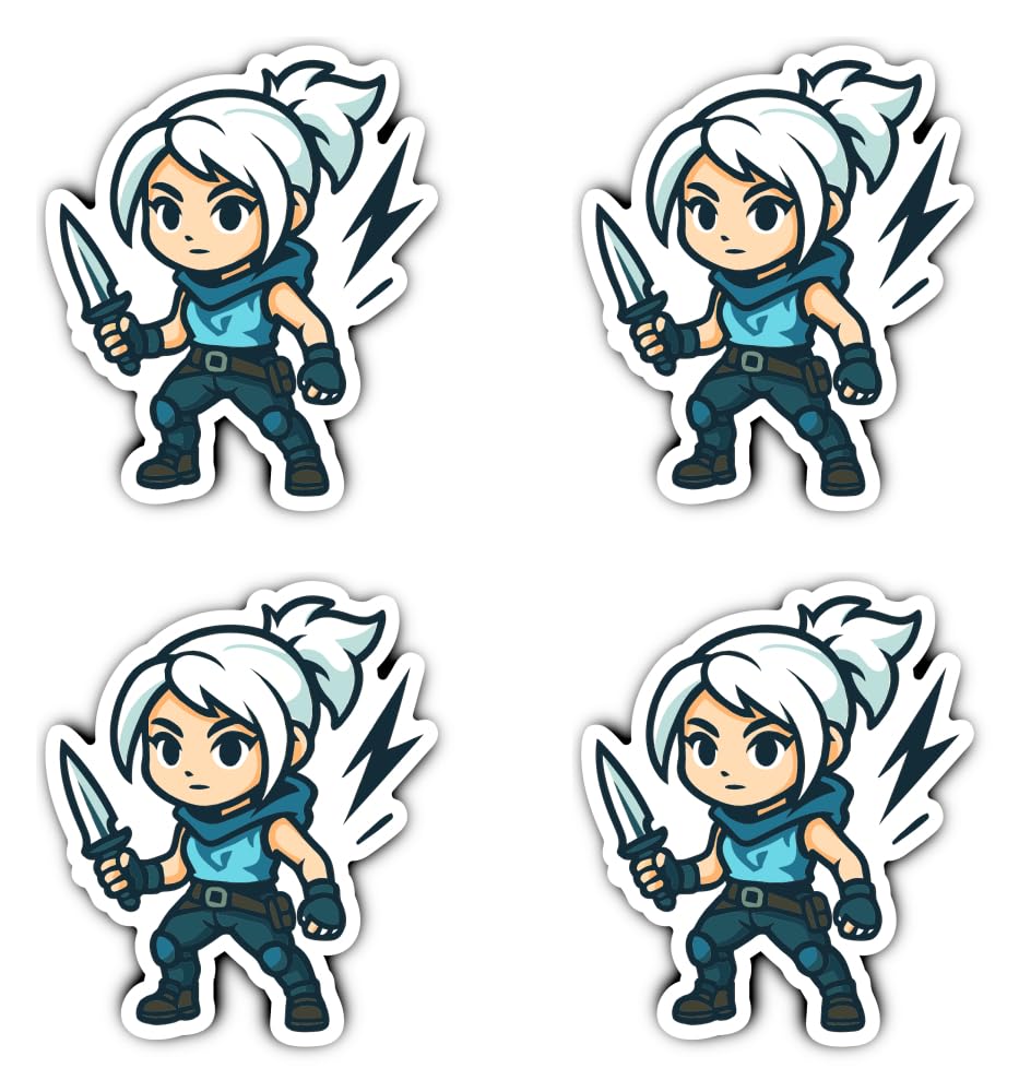 Sticker 150 mm Pack of 4 XXL Chibi Gamer Ninja Figure for Console, Door and Wall