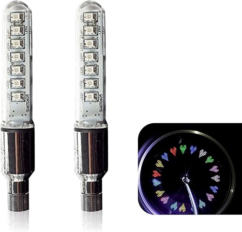 2 luces LED para rueda de bicicleta, luces impermeables de advertencia de bicicleta de montaña, cambio de patrón múltiple de 3.7 pulgadas, luz de