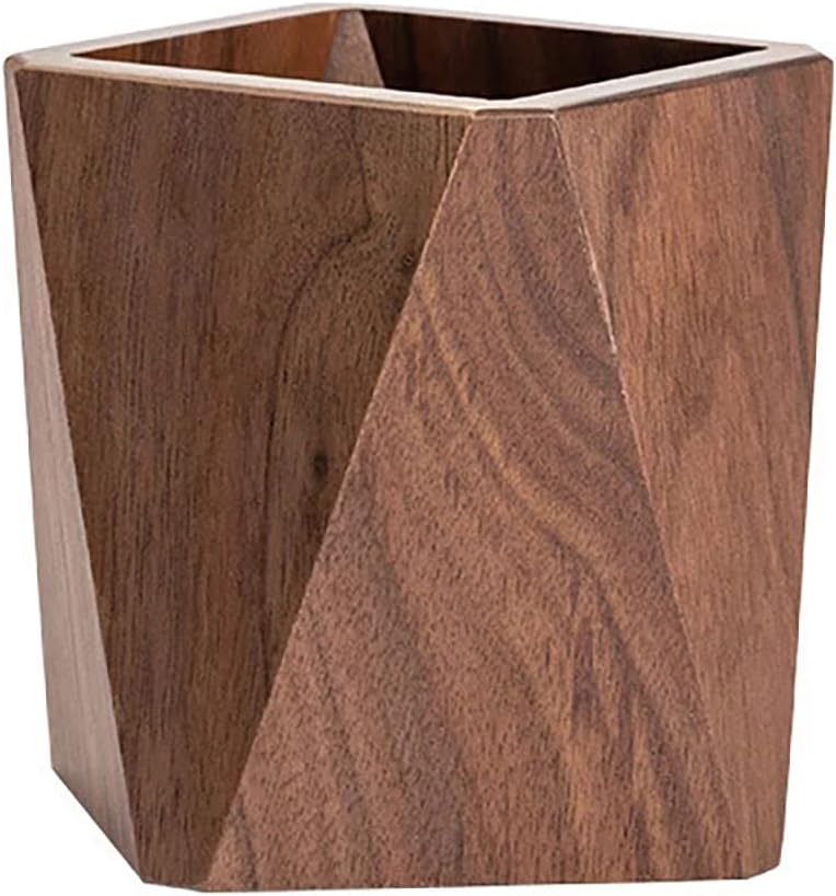 Soporte para bolígrafo de madera de nogal, portavasos de madera, organizador estacionario de escritorio para oficina, suministros escolares