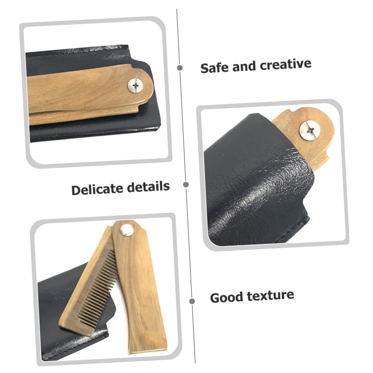 5sets Pettini Legno Pieghevoli Per Barba e Con Custodia Comodo e Leggero Per Uso Quotidiano e Viaggi
