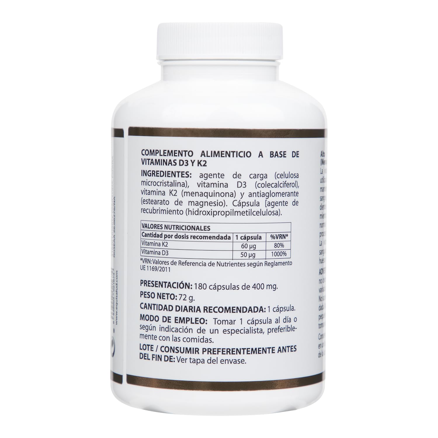 Equisalud - Holovit Vitamina D3 2000 UI y K2 (MK-7) 60 µg - 180 Cápsulas - Favorece el Mantenimiento de Huesos y Sistema Inmunitario