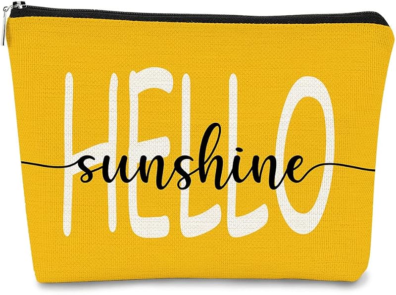 Necessaire de maquiagem BARPERY Sunshine 3 com zíper, estampa de letras, 1 unidade