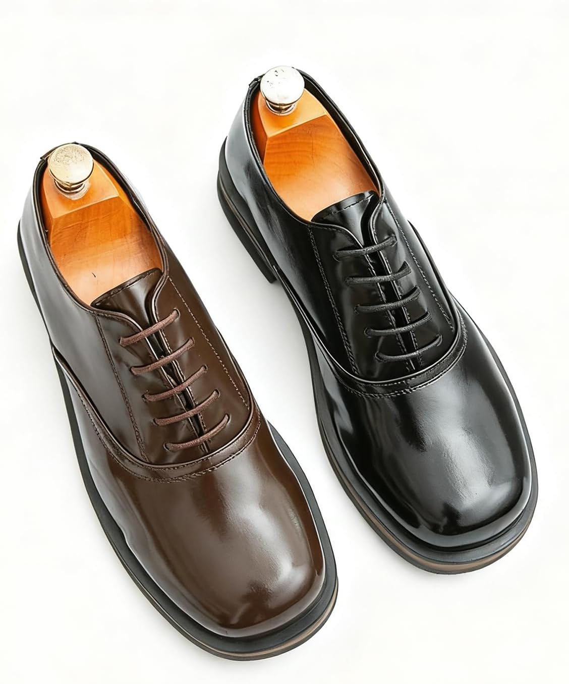 Santimon Men's Classic Oxford Dress Shoes Gloss Leather Lace-Up Formal Business, Weddings, Office Shoes - Image 6