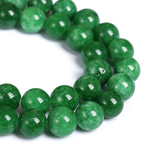 Miniatura 2 de 38 cuentas sueltas de jade nublado verde de piedra natural de 0.394 pulgadas para hacer joyas, pulseras, collares, 1 hebra de 15 pulgadas