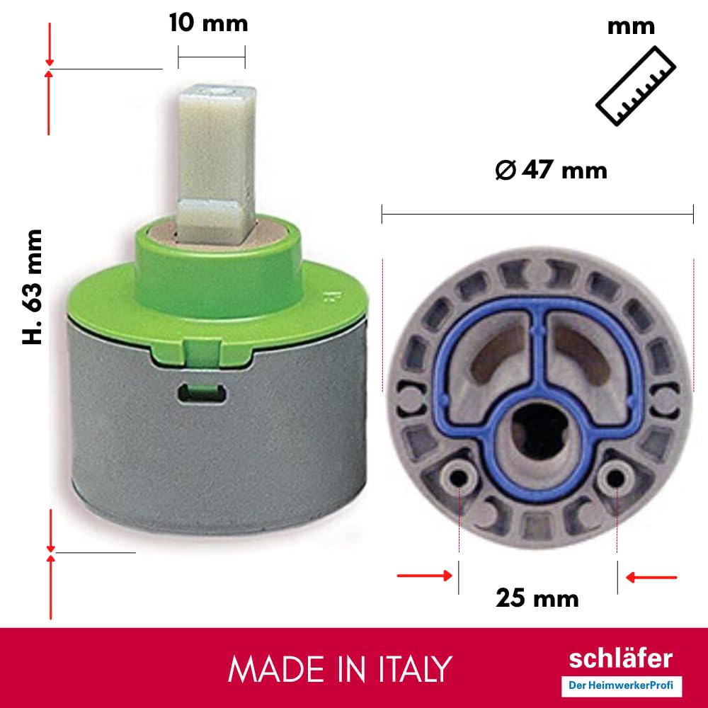 Schläfer 450047-b - Ersatzkartusche Bandini 383285 - D.47, niedrige Mischung professional (47 mm x H 63 mm) 2 Füße für Mischbatterie Bad und Küche, Reparaturset auslaufsicher