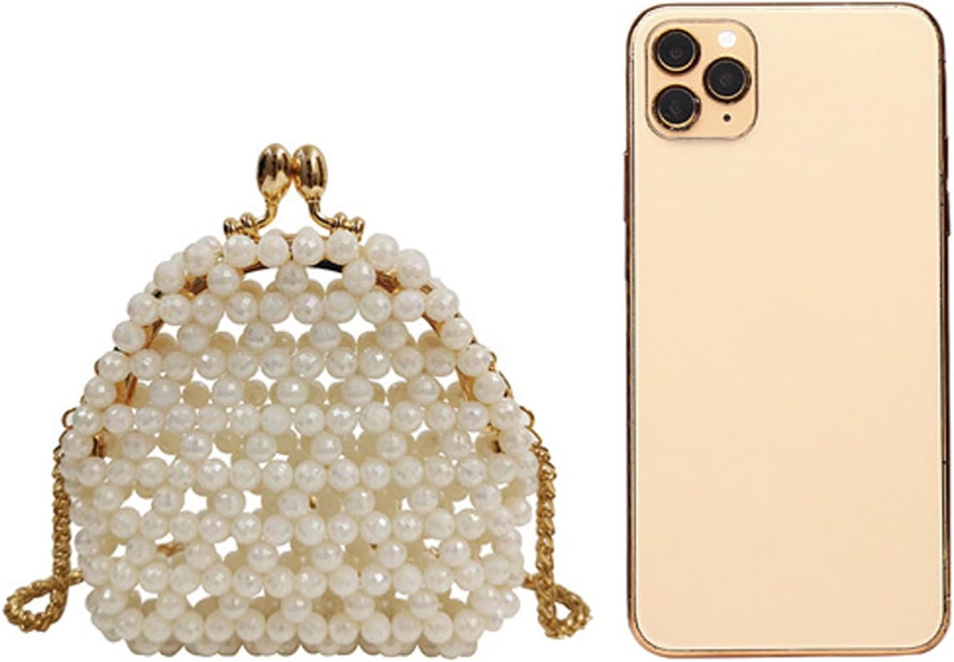 SHESRA Luxury Pearl Bag Chain Bag Purse Bags, Artificial Pearl Clutch Crossbody Handmade Bags Evening Bags for Party Wedding Bridal Party Travel Prom 45