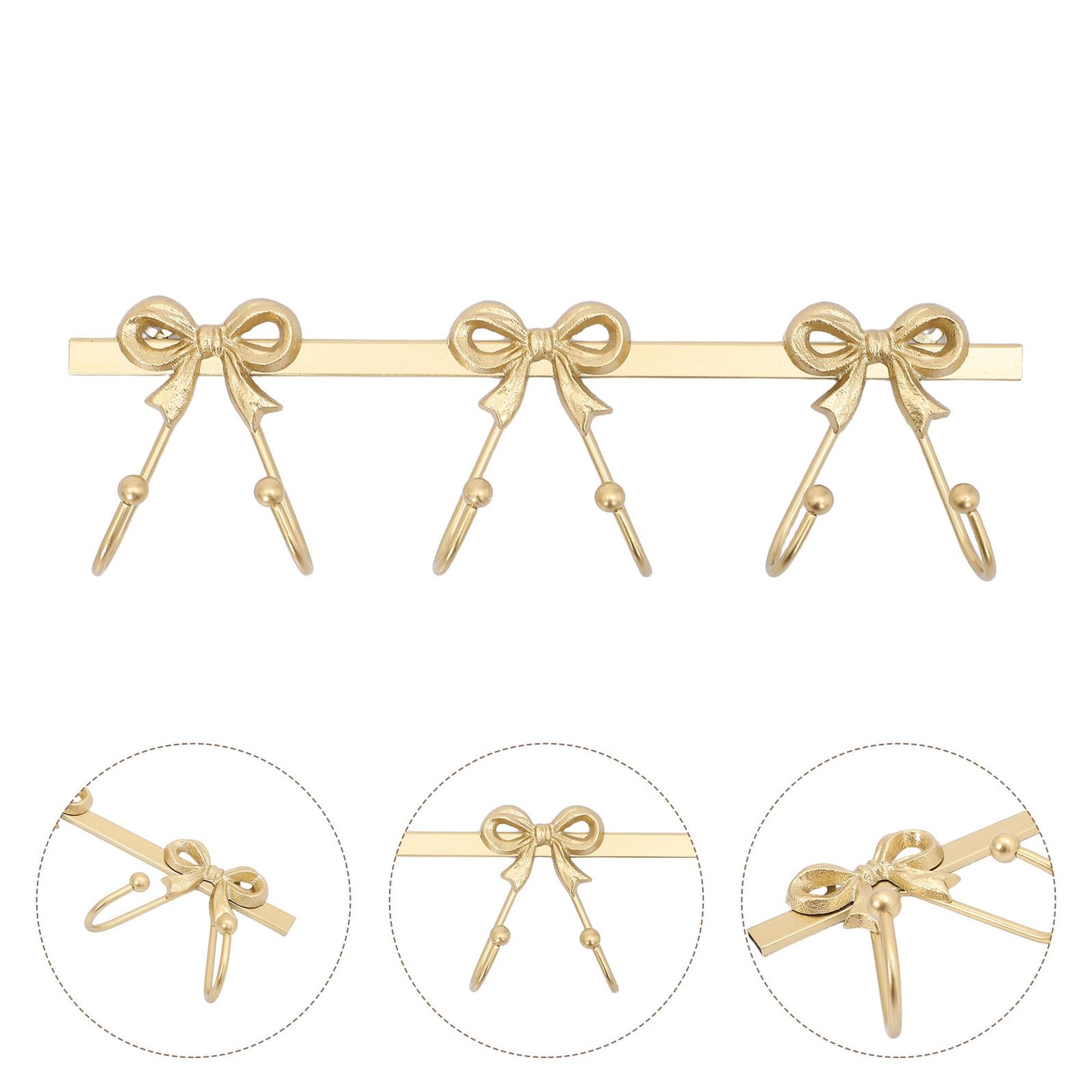 Gancio da Parete in Ferro Dorato Fiocco Porta Asciugamani e Cappotti Robusto Organizer Multifunzionale per Bagno Cappelli Borse e Chiavi Supporto Decorativo Rustico per Casa