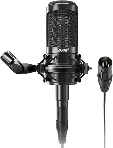 Miniatura 2 de Juego de micrófonos de condensador cardioide incluye soporte de choque dedicado y cable XLR, micrófono de podcast para computadora para cantar,