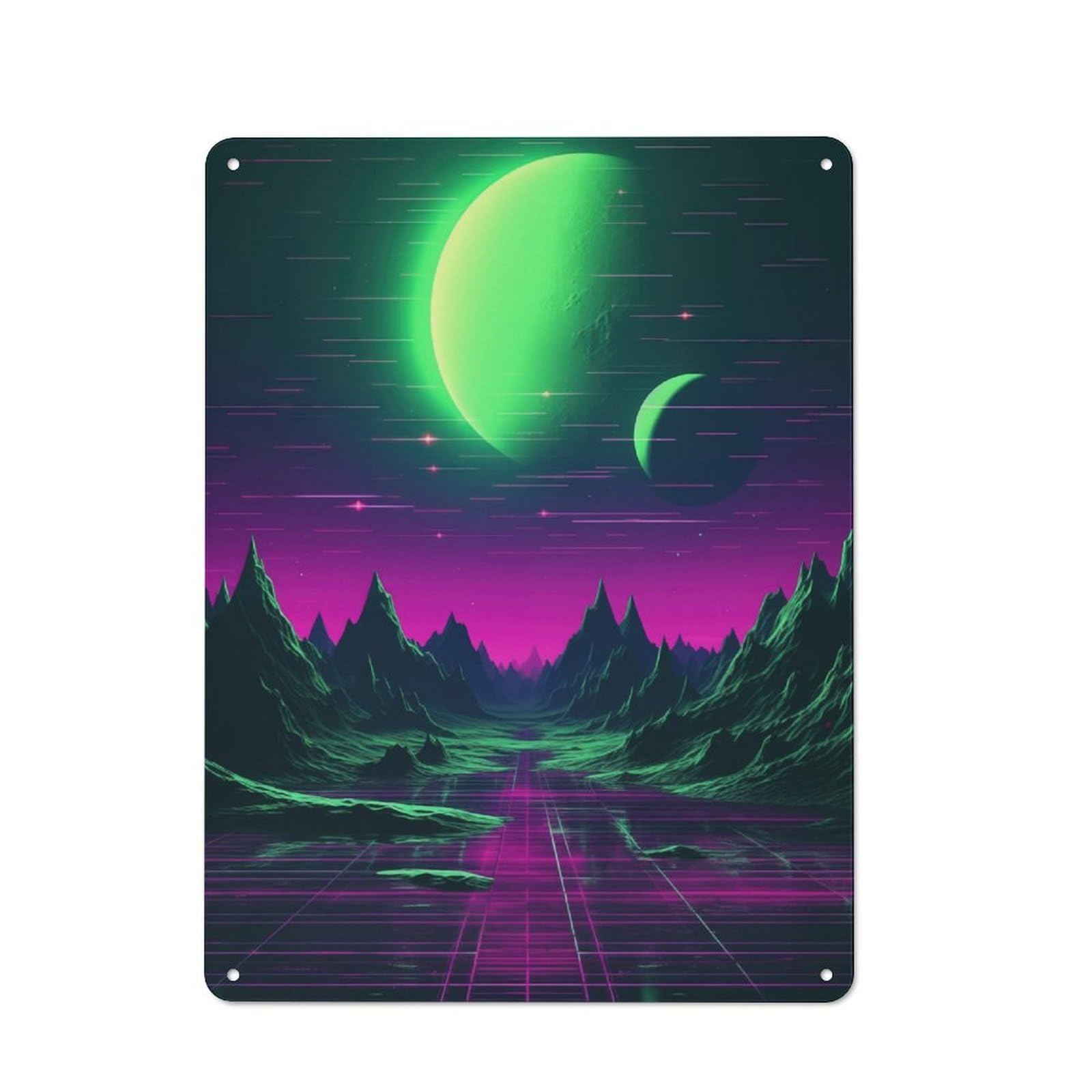 Junmoney Abstract Synthwave Scene Character Metal Wall Decor 40X30cm, Vintage Metal Sign For Home, Shop, Pub Or Studio Wall