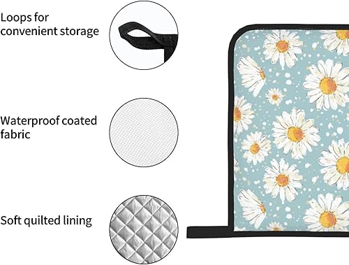 Miniatura 95 de Manoplas de horno y soportes para ollas, arte de mármol blanco y dorado, juego de 4 guantes de cocina resistentes al calor, antideslizantes
