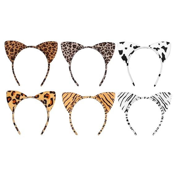 Cat Ear Headbands Plush Leopard Grain Hair Hoop Hair Accessory for Party Ball Costume