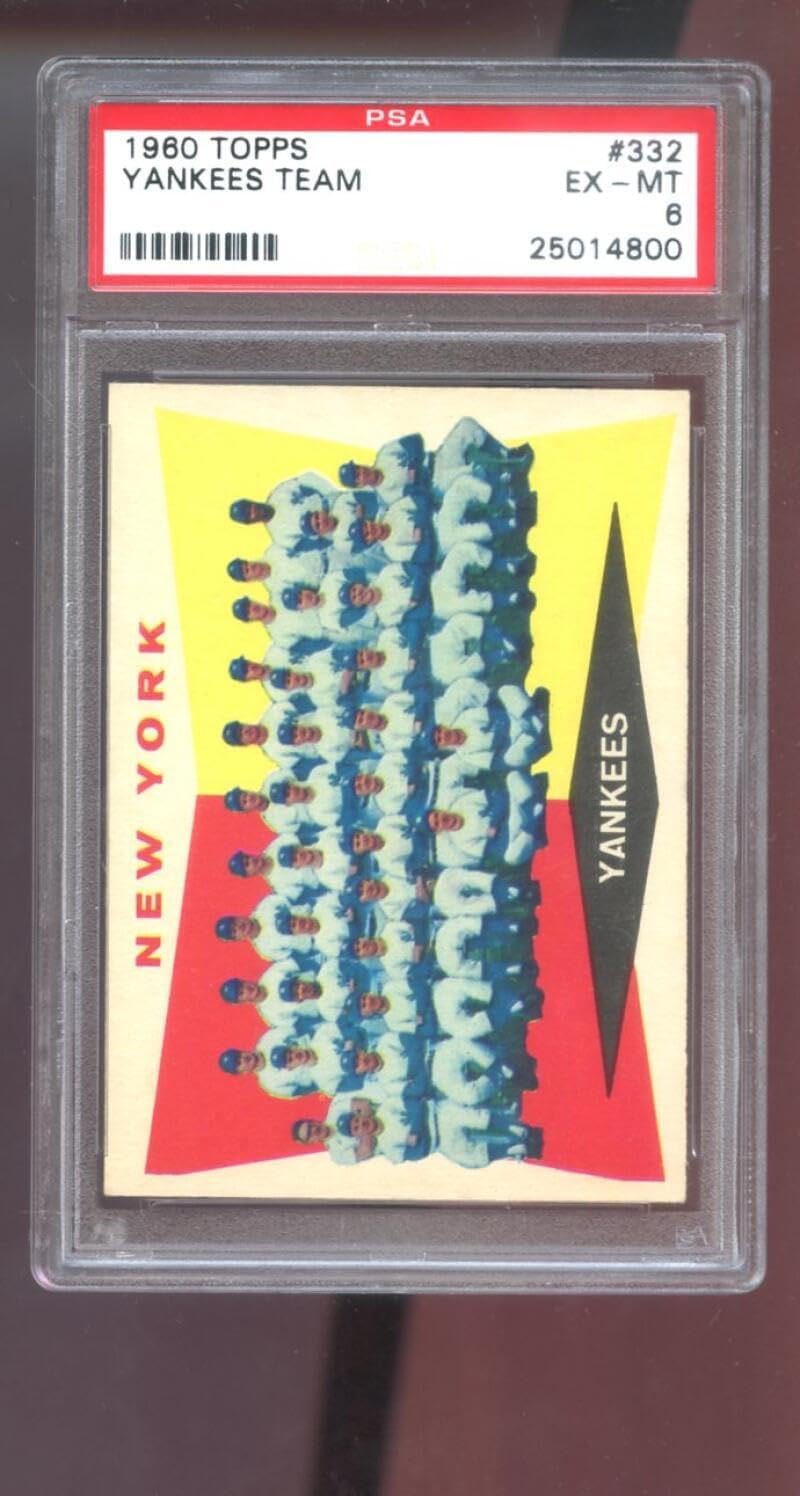 1960 Topps #332 New York Yankees Team Photo PSA 6 Graded Baseball Card MLB