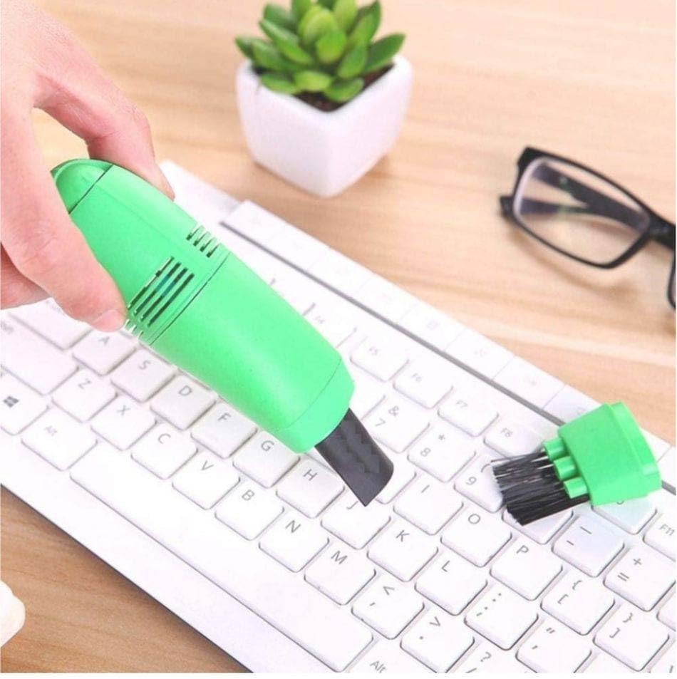Mini USB Keyboard Vacuum Cleaner with Brush, Portable Desktop Cleaning Tool, Green-image-45