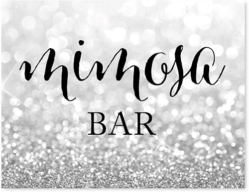 Miniatura 81 de Andaz Press Letreros de fiesta de boda, purpurina plateada brillante, 8.5 x 11 pulgadas, letrero de mesa de postre de recepción de barra de Food