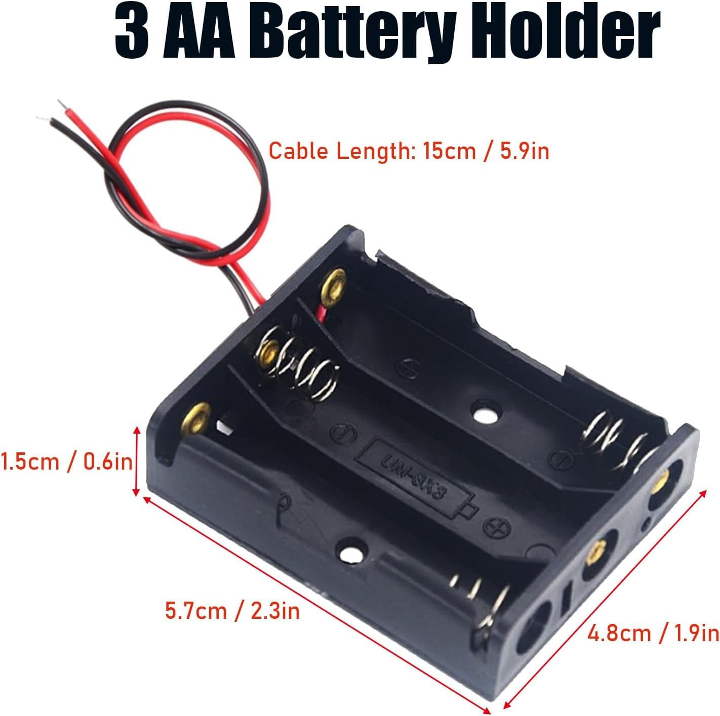 GTIWUNG 12 sztuk uchwytów na baterie 3 AA, obudowa z tworzywa sztucznego, do 3 x 1,5 V AA uchwyt 4,5 V z kablem przyłączeniowym, 3 gniazda + 3 sztuki pudełka do przechowywania, przezroczyste