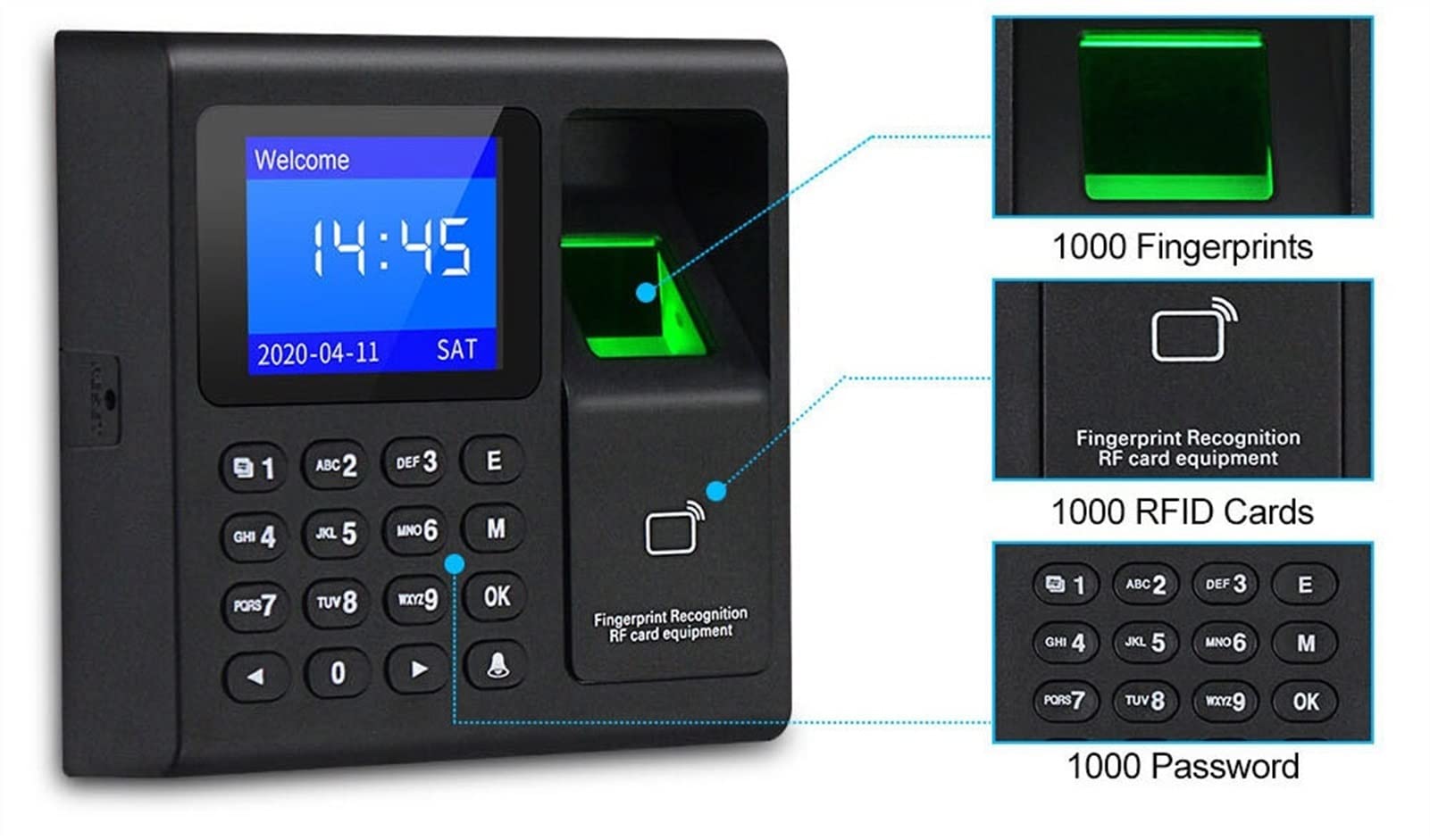 Maszyna obecności, Maszyna Intelligent Fingerprint Frekwencja Frekwencja biometryczny linii papilarnych Time Machine Zegar Recorder Device urzędnik,Elektronika biurowa