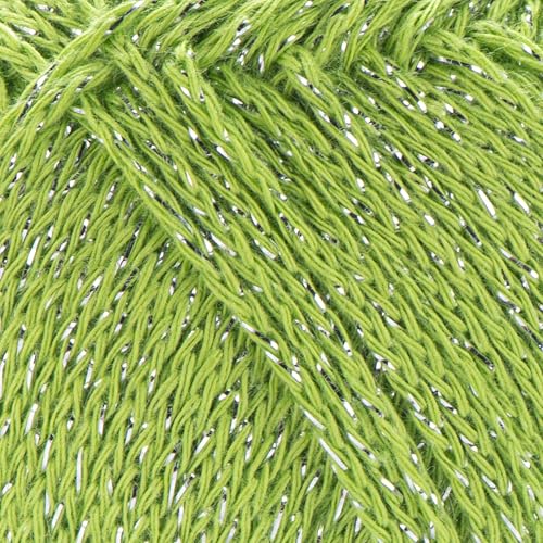 Image of YarnArt Elegance Sparkly Yarn - Metallic Cotton Blend, Fine Sport for Knitting & Crochet, Lightweight Thread for Shawls & Sweaters, 50g (130m), Green - (1, 114)