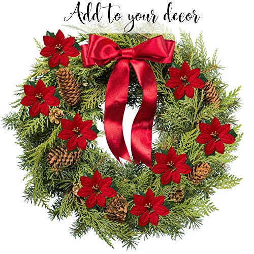 Banberry Designs Poinsettia Craft Flowers - Set Of 24 – Red Poinsettias - Christmas Decorations - Decorative Floral Accessories #TOP4