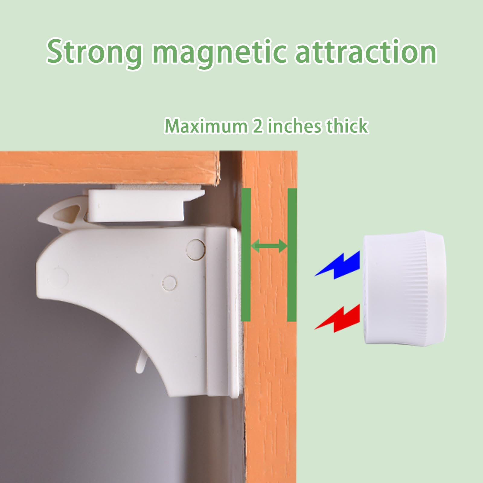Magnetische Schrankschlösser, Kindersicherung, 32 Stück | Babysichere Kleberiegel für Küchenschränke & Schubladen, ohne Bohren, einfache Installation (32 Schlösser + 4 Schlüssel)