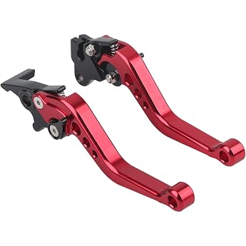 OUKENS Brake Clutch Lever 2 Pieces Universal Motorcycle Aluminium Adjustable Alloy Drum Handlebar Brake Device Grips Red