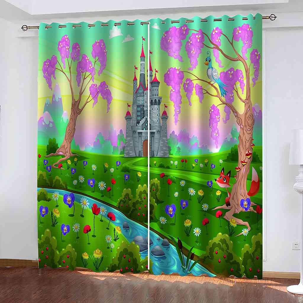 Rideaux isolants thermiques phoniques occultants 3D chambre enfant polyester à oeillets