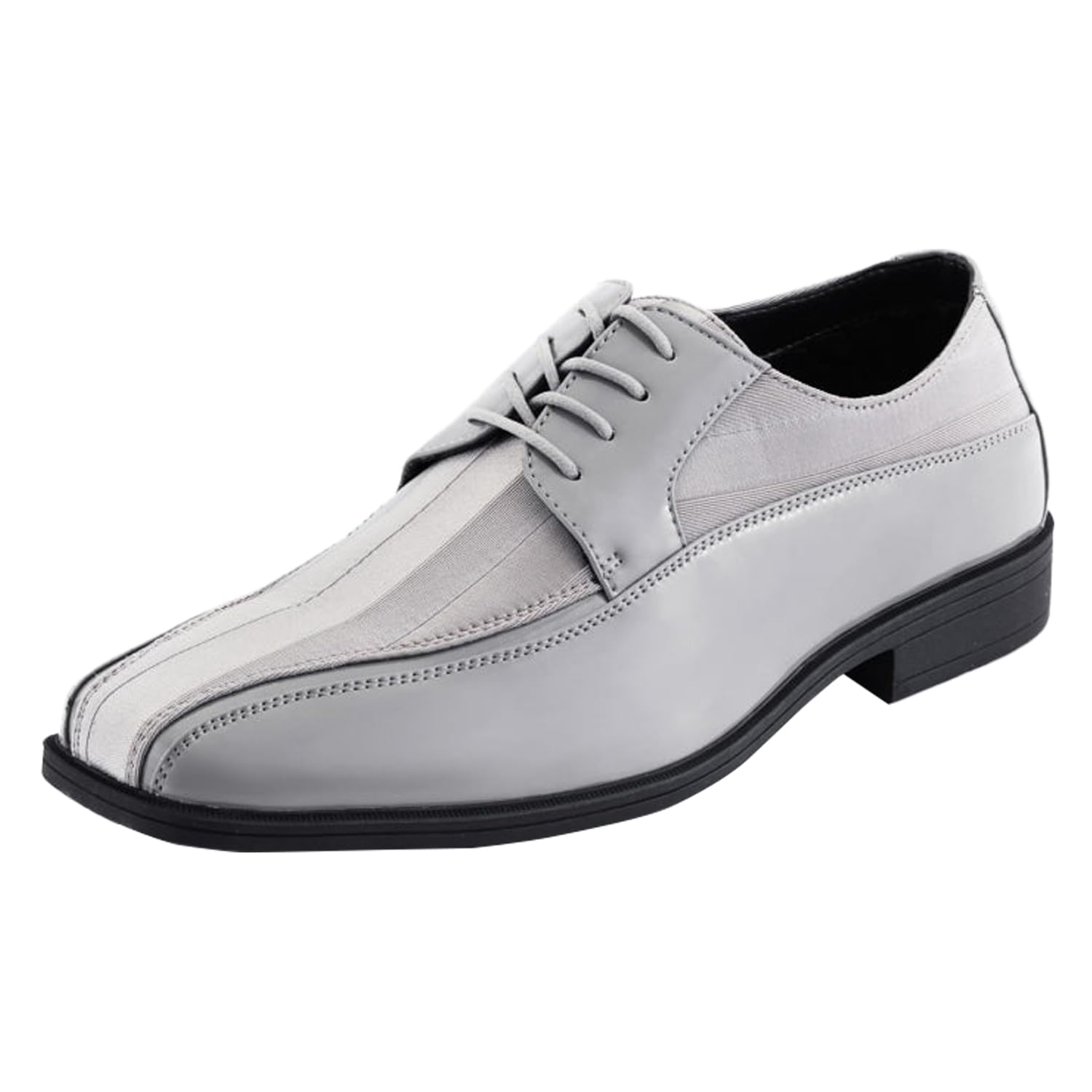 Viotti 179, Casual Dress Oxford Shoes for Men, Satin Striped Lace-Ups, Men's Business Casual Leather & Satin Shoe, for All Formal Occasions