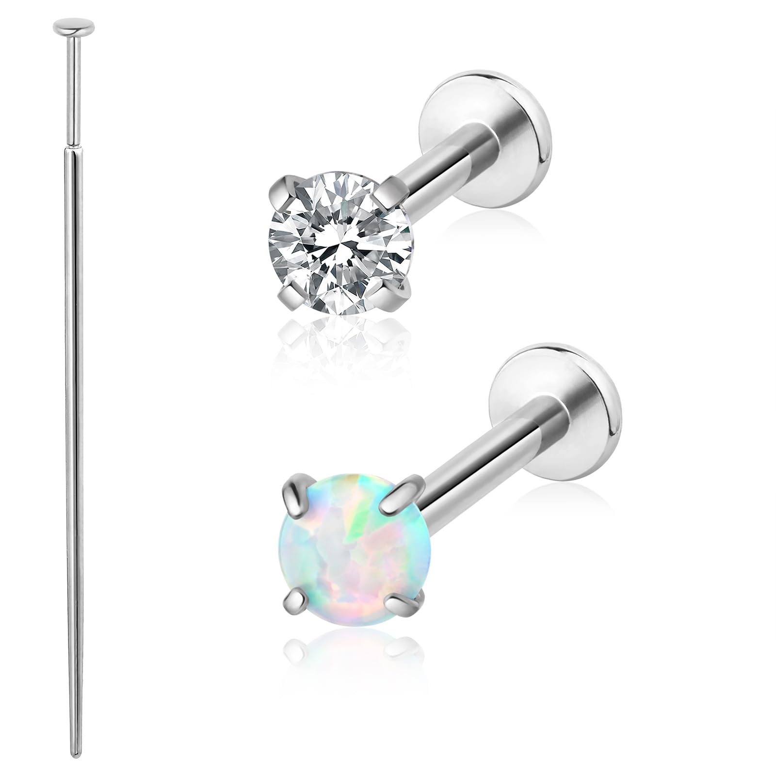 THE JEWEL PICKFlat Back Earrings for Women, Helix Tragus Conch Piercing Jewelry, Implant Grade Titanium Earrings, Threadless Nose Studs 18g, Hypoallergenic Cartilage Earring Stud Gold