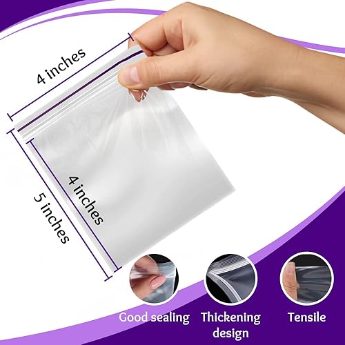 Miniatura 2 de Bolsas de plástico transparente con cierre de cremallera, bolsas resellables de 4 x 5 pulgadas, bolsas transparentes con cierre de cremallera de 2