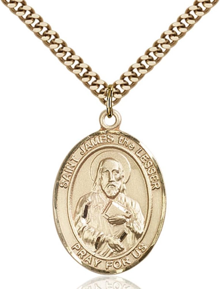Bonyak Jewelry St. James The Lesser Hand-Crafted Oval Medal Pendant in 14kt Yellow Gold-Filled
