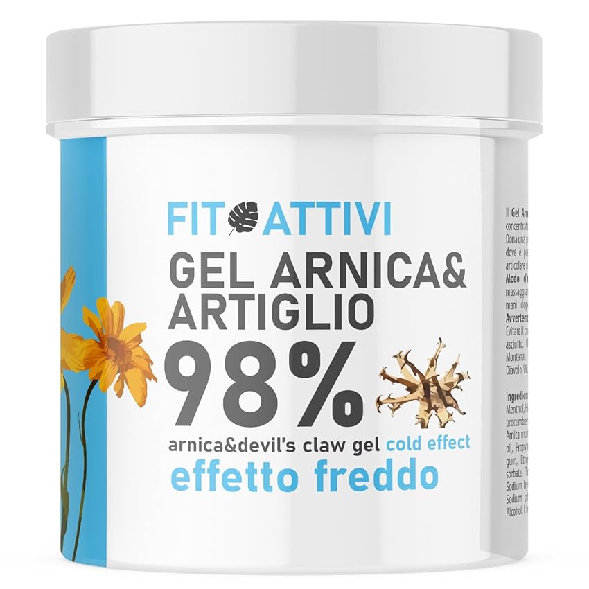 Immagine del prodotto Arnica Gel Forte 550 ml, Arnica per Cavalli Uso Umano Effetto Freddo 98% con Artiglio del Diavolo Vitamina E Canfora per Massaggi Locali 100% BIO e Made in Italy - FITOATTIVI