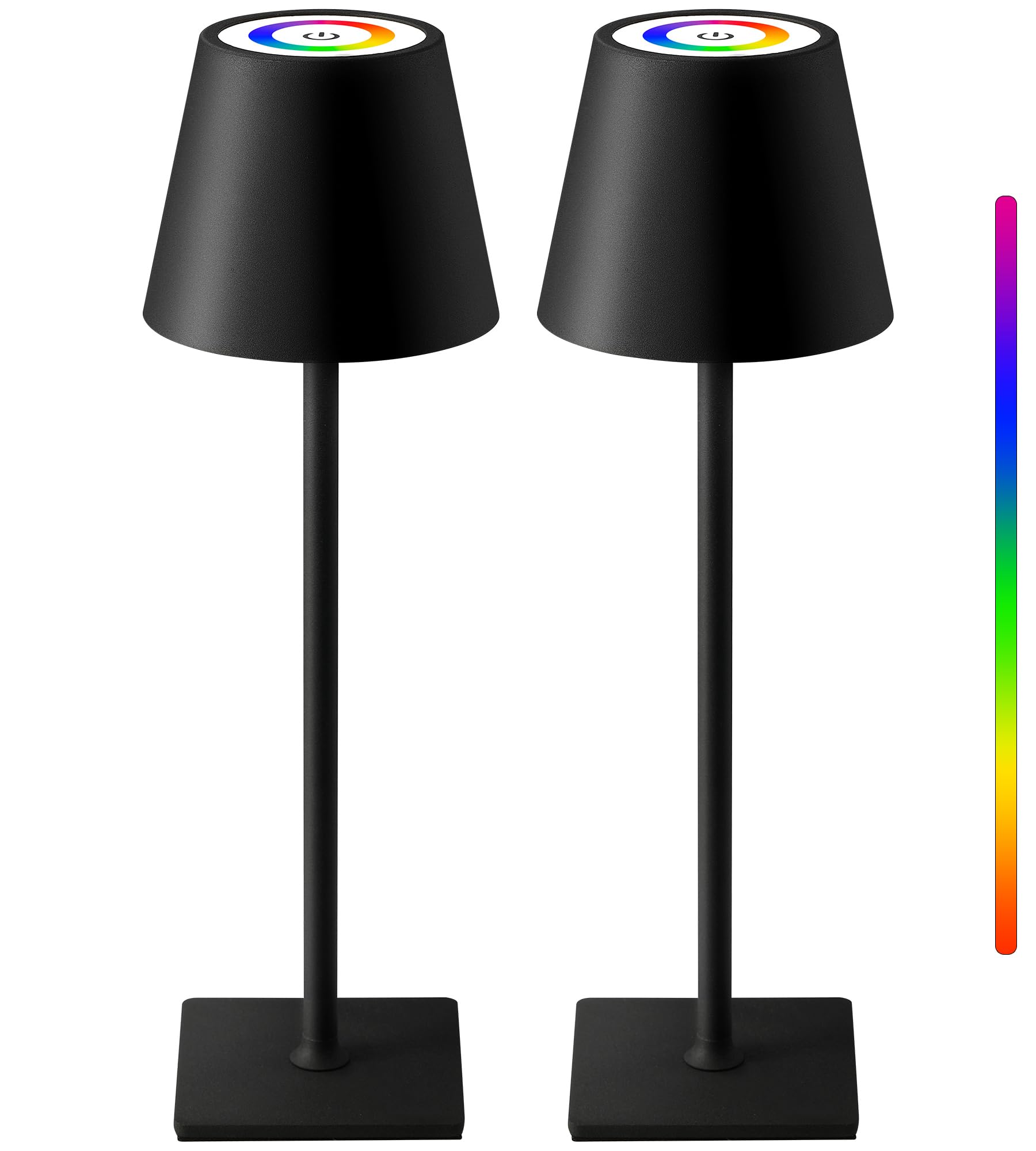 NEWSEE 2 Pack Rechargeable Cordless Table Lamp, Portable LED Desk Light Touch Lamp with 3-Color Dimming, 4000mAh Battery Operated, Waterproof Suitable for Outdoor, Garden, Restaurant, Camping (RGB)