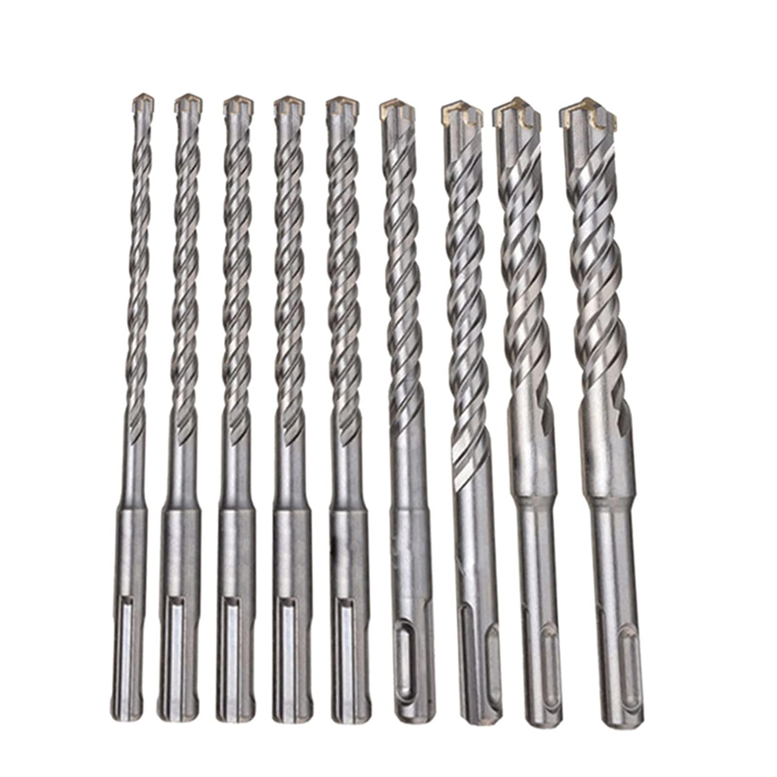 Juego de 9 Brocas para Taladros de Percusión de 260 mm, Brocas SDS-Plus de 5 A 14 mm, Brocas de Impacto de Aleación de Acero de Tungsteno de Tipo Cruzado para Mampostería, Hormigón Y Roca (Tipo Cruza
