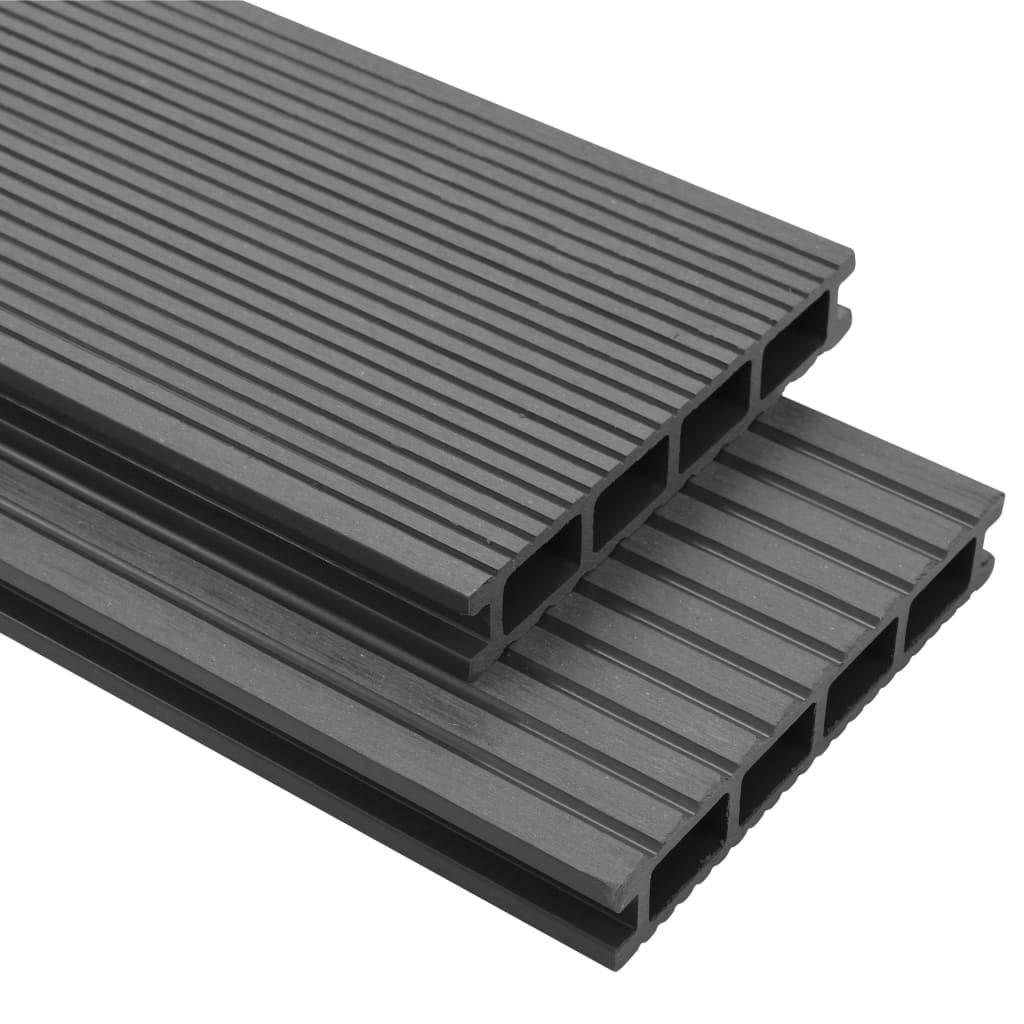 Materiały budowlane, wykładziny podłogowe i dywanWPC deski tarasowe z akcesoriami 10 m² 2,2 m szare