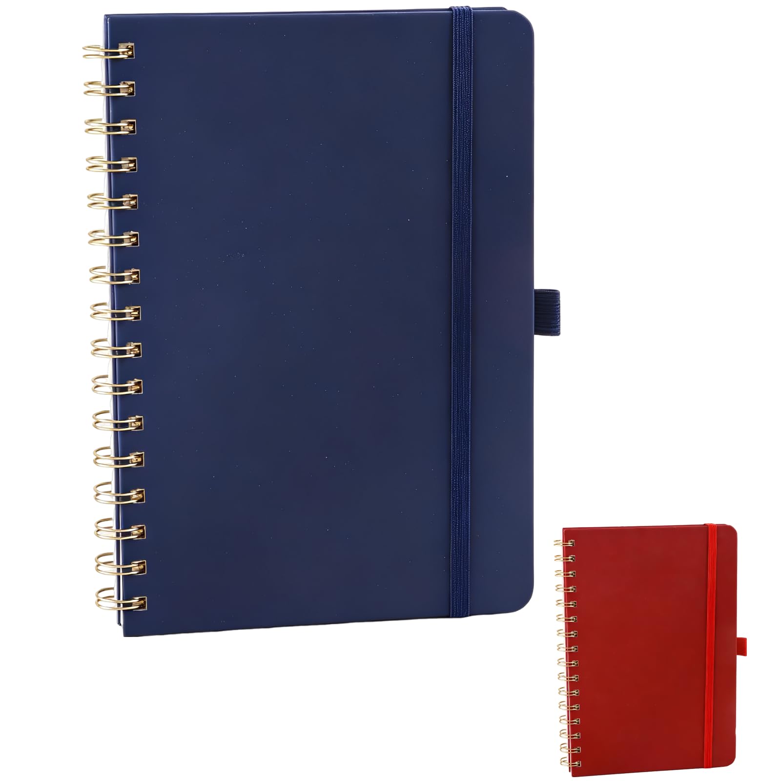 2 Stk. Spiral Journal Notizbücher mit Drahtbindung, A5 Notizbuch in Lederoptik, 192 linierte Seiten für kreatives Schreiben, mit Gummiband, für Predigtnotizen und Büro, kompakt und handlich