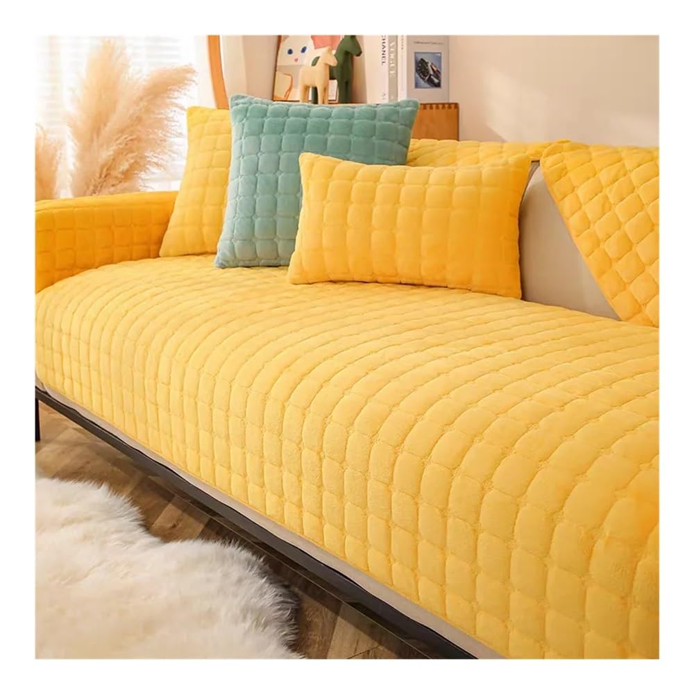 Coussin de canapé qui ne glisse pas épais jaune 110x160 en peluche