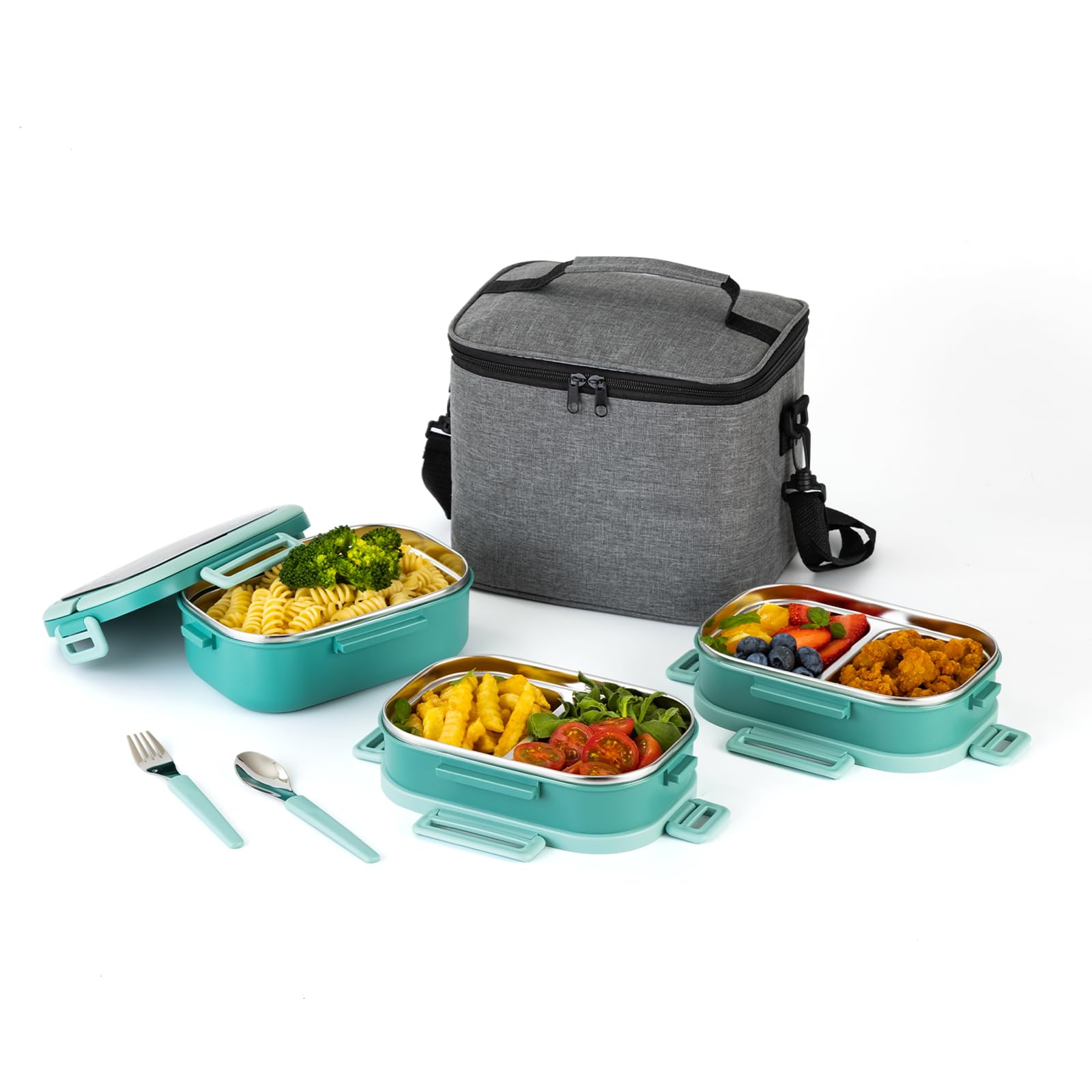 Amazon.com: Lille Home 3-Tier Stainless Steel Lunch Box, Portable