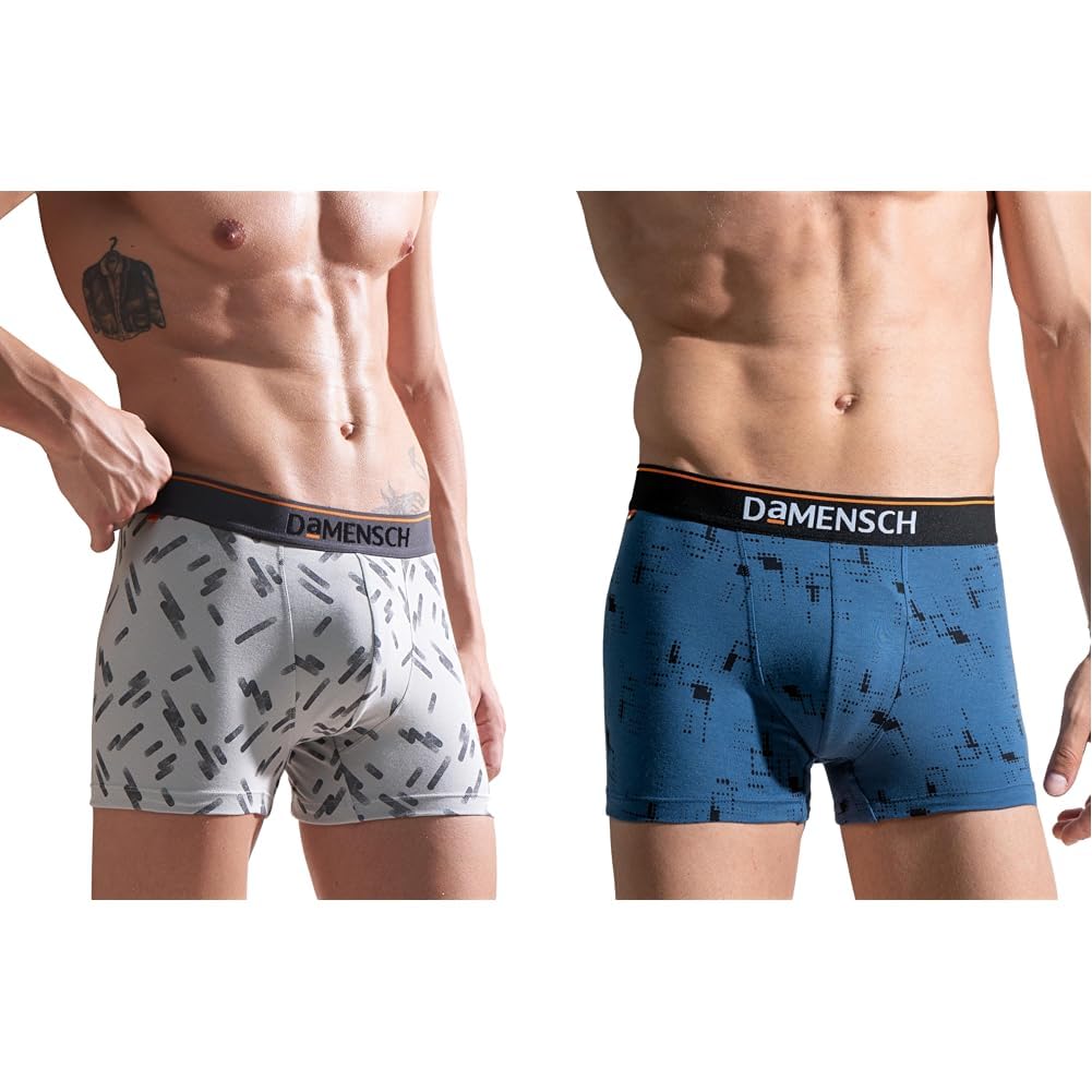Deo-Cotton Men's Anti-Bacterial Moisture-Free Cotton Printed Trunks-Stroke Grey-Pack of 1-Medium Men's Deo-Cotton Deodorizing Trunk- Pack of 1- Marbled Blue- Medium-image-36