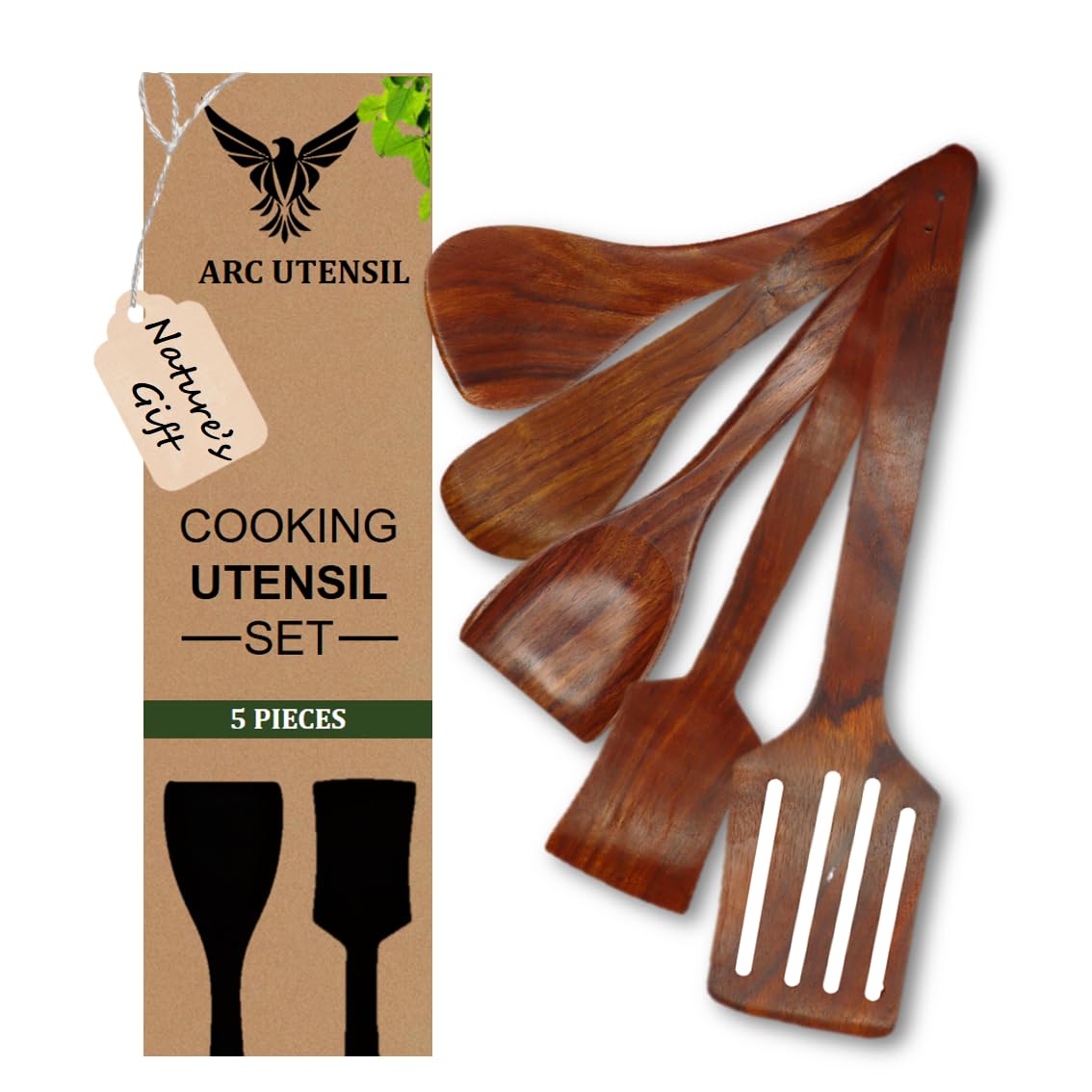 Premium Wooden Spoons & Spatulas - Natural Kitchen Tools -1