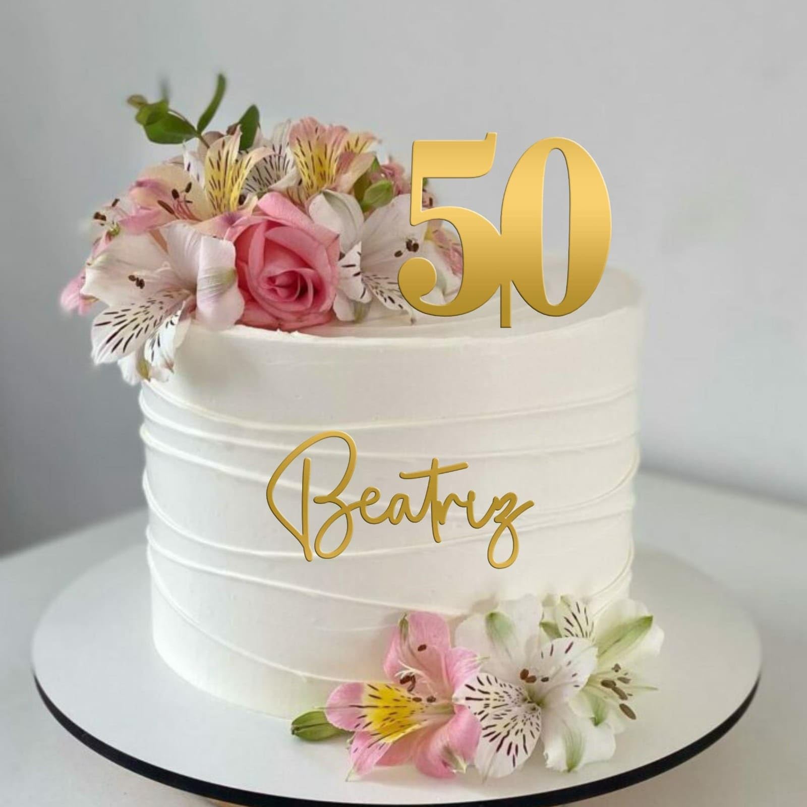 ADOREI - Adorno de Tarta personalizado Edad + Nombre + Acrílico Espelhado Laser Cut