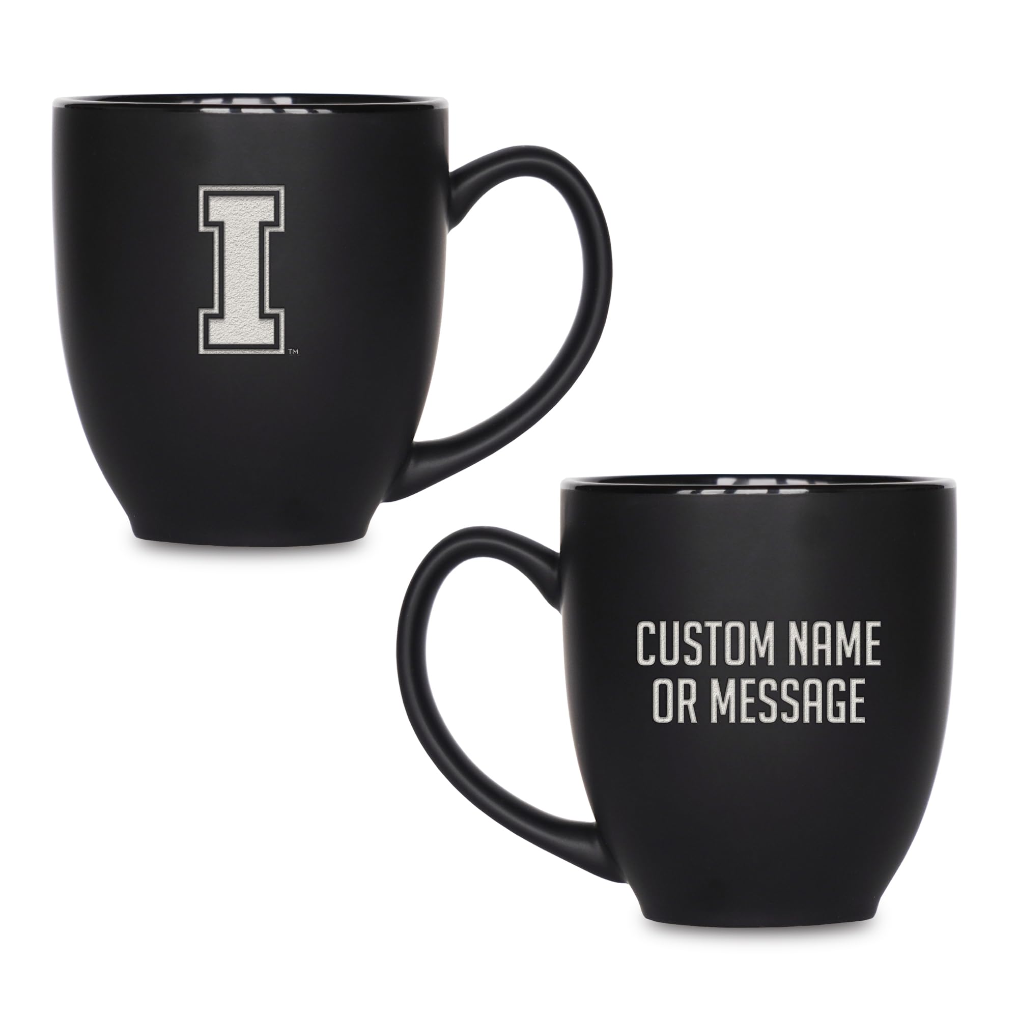 Rico Industries NCAA Primary 15-Oz Personalized Matte Black Bistro Mug - for Hot or Cold Drinks