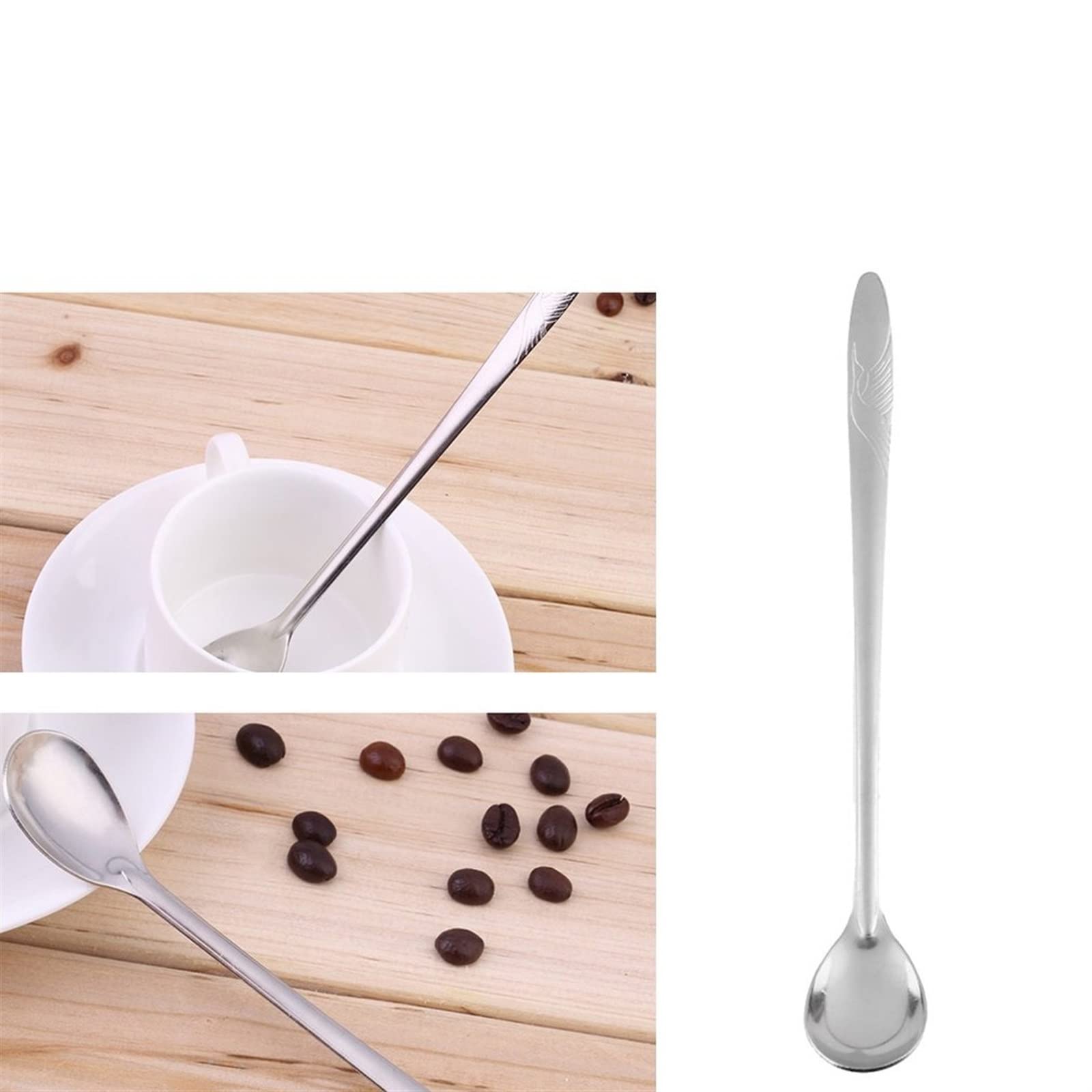 JINGYAN Cucchiaini da tè Stainless Steel Long handle Iced Tea Spoon Coffee Cold Drink Fruit Juice Spoons Ice Scoop Mixing