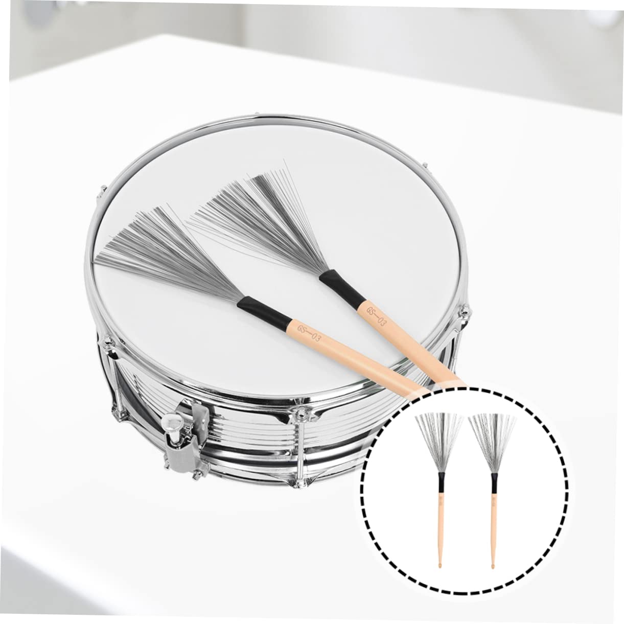 Spazzole Per Percussioni Jazz in Legno Di Acero Con Filo d Acciaio Retrattile Bacchette Durevoli Per Batteristi Principianti e Performance