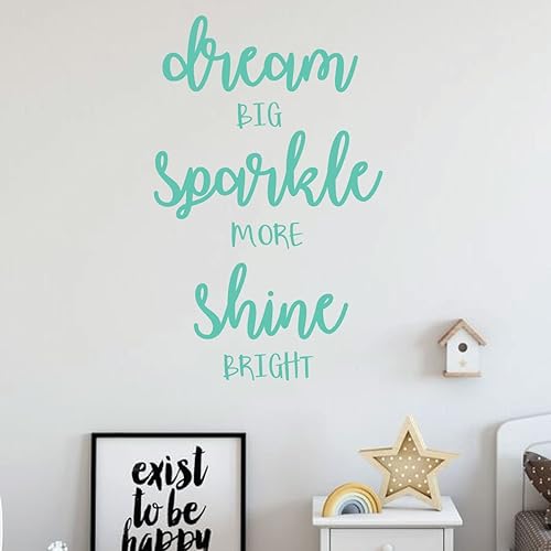 Miniatura 8 de CustomVinylDecor Calcomanía de pared inspiradora con cita de vinilo Dream Big Sparkle More Shine  Adhesivo decorativo para dormitorio de mujeres o