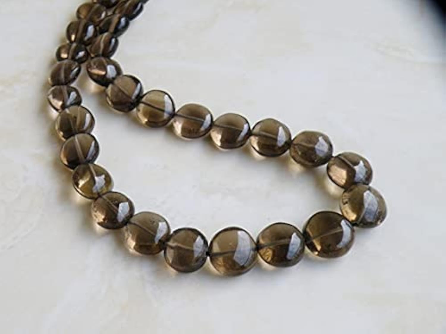 Quartz fumé véritable en perle ronde lisse de 8mm pour confection de collier en pierre naturelle