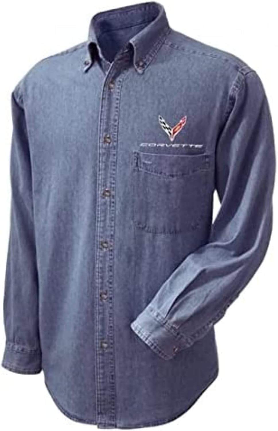 Corvette Long Sleeve Denim Button-down Shirt : C8 Next Generation