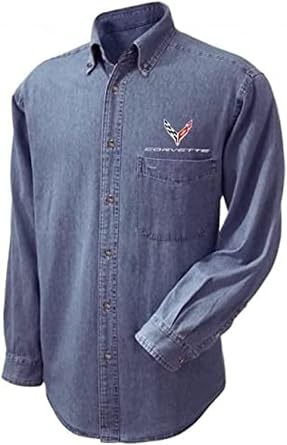 Corvette Long Sleeve Denim Button-down Shirt C8 Next Generation