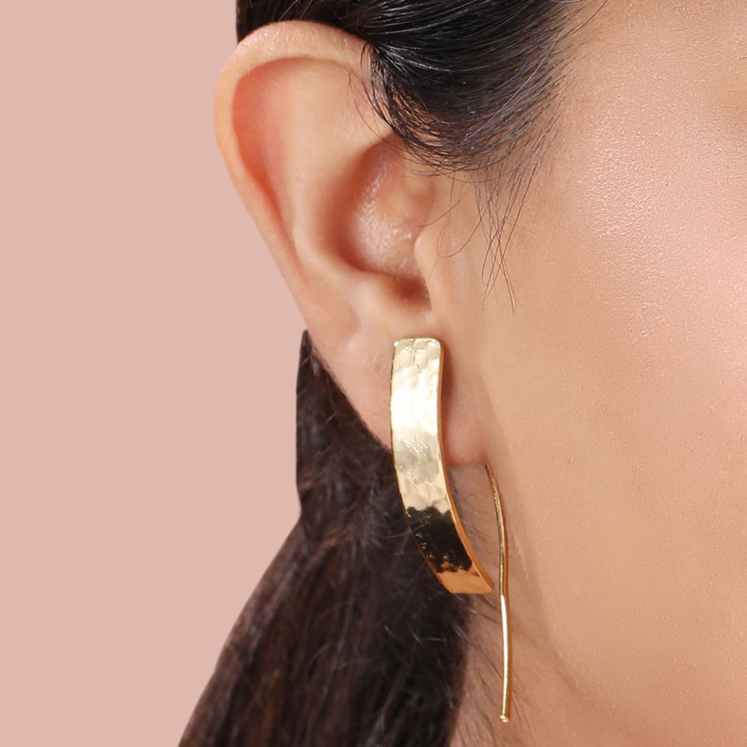Finish Textured Long Drop Earrings Anti Tarnish & Light Weight