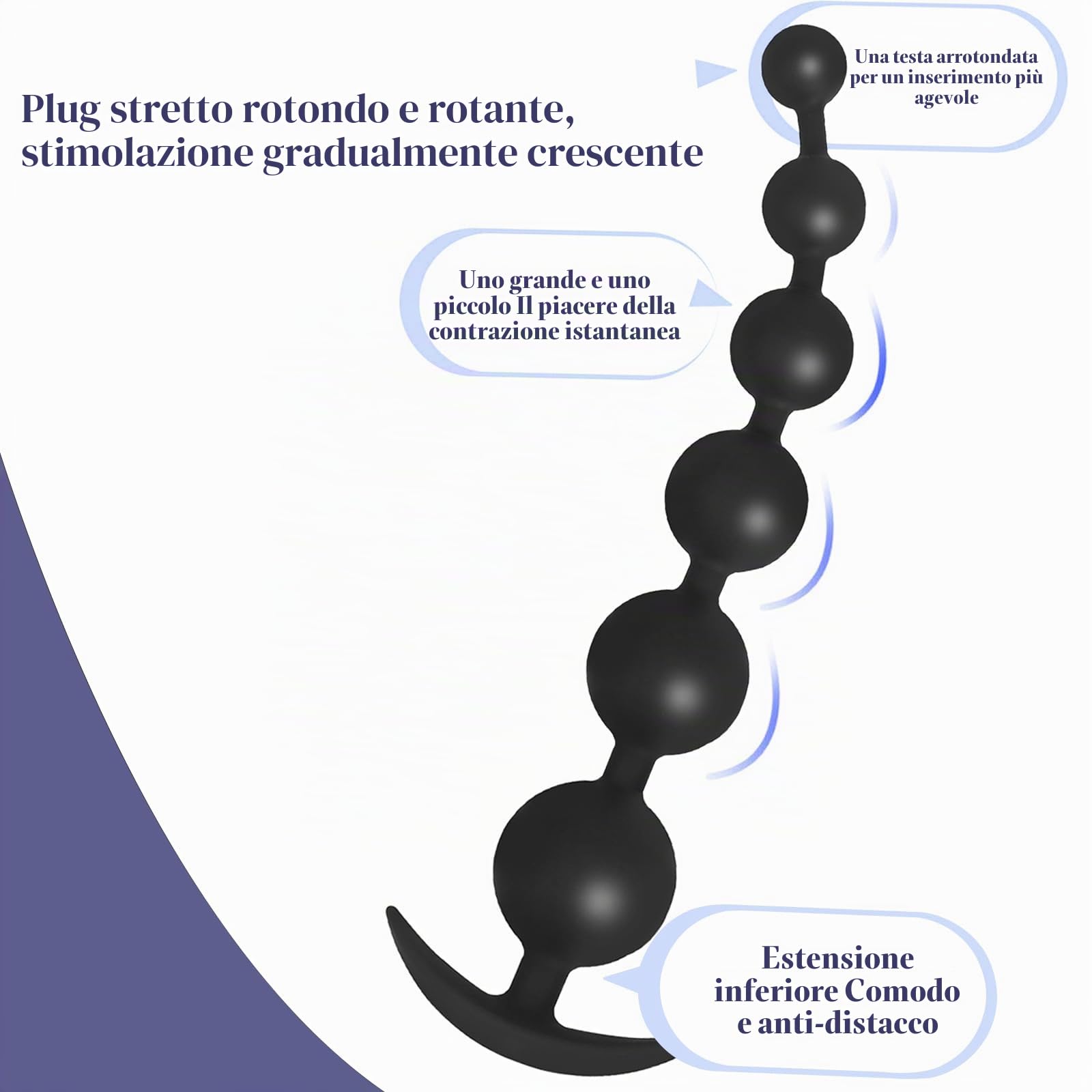 BDSMYEE Palline anali Silicone, Dilatatore Ano Buttplug Dildo Anal Plug in Donne, Butt Plug Anali Sexytoysys Anali Giocattoli, Anale-dilatatore Sex Toys Sessuali per Donna Uomini (XL)