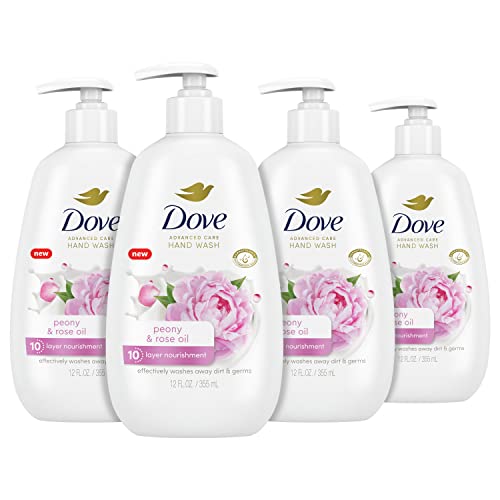 Unilever Dove Advanced Care Hand Wash Shea Butter & Warm Vanilla 4 Count for Soft, Smooth Skin, More Moisturizers than the Leading Ordinary Hand Soap, 12 oz