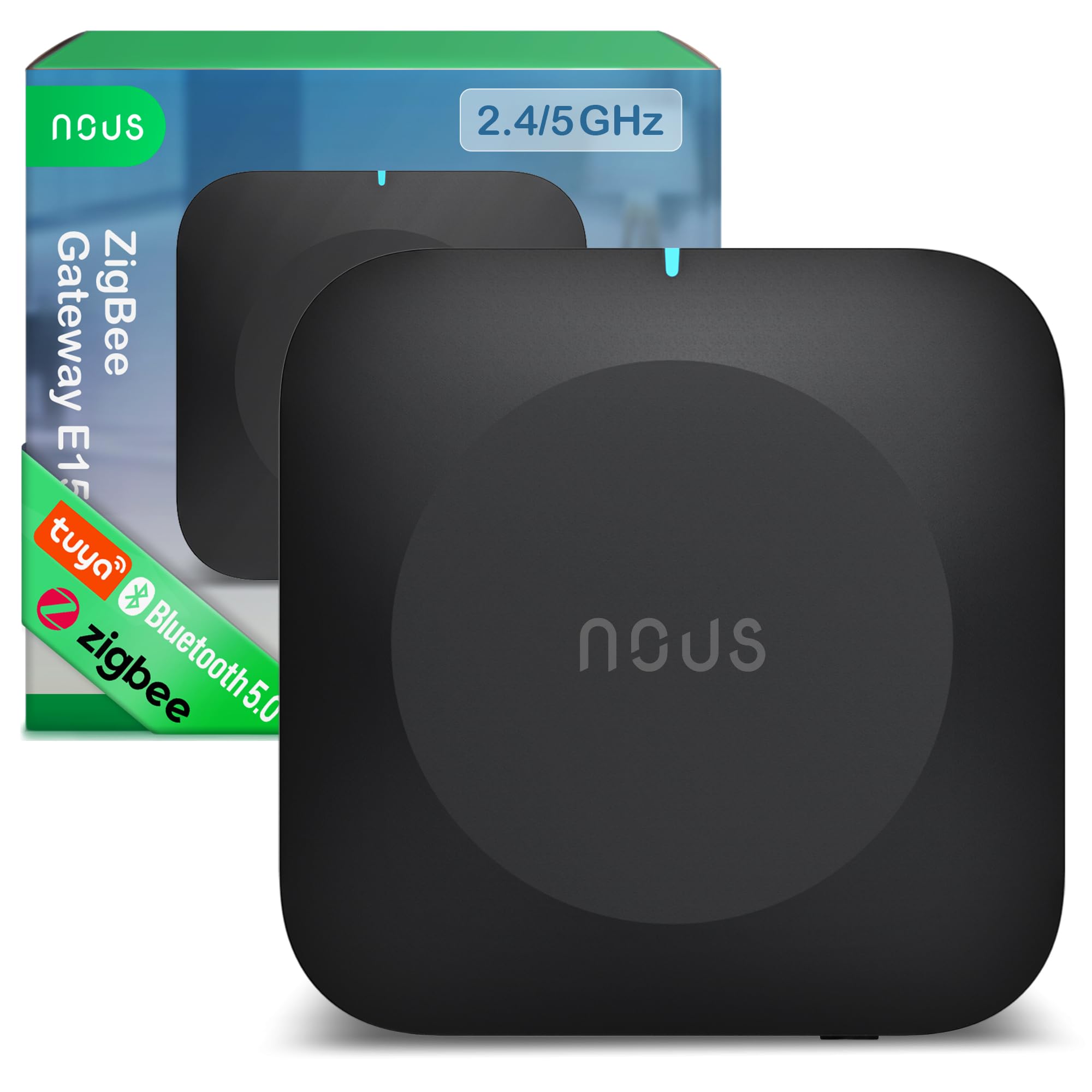 NOUS E15 Passerelle ZigBee 3.0 Smart Gateway 2.4/5 GHz, Hub Domotique, Contrôle via App, Compatible Alexa & Google Home, Jusqu’à 128 Appareils, WiFi Double Bande